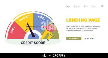 Businessman pulling speedometer from poor to good performance Stock Vector