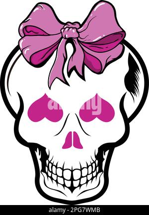 Pink Punk Skull girl or girlie vector illustration Stock Vector