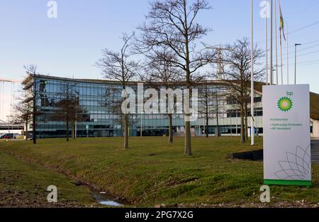Office of the BP refinery in Europoort as part of the port of Rotterdam in the Netherlands Stock Photo
