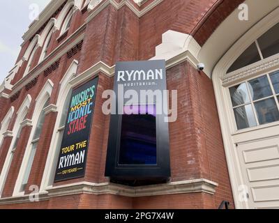 The Ryman Auditorium is a world renowned music venue in Nashville, TN, built in 1892, and the former home of the Grand Ole Opry. Stock Photo