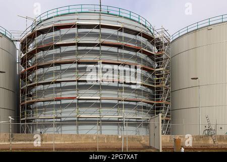 Refinery installation and tanks in the Botlek harbor at the port of Rotterdam in the Netherlands Stock Photo