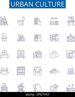 Urban culture line icons signs set. Design collection of City, Urban ...