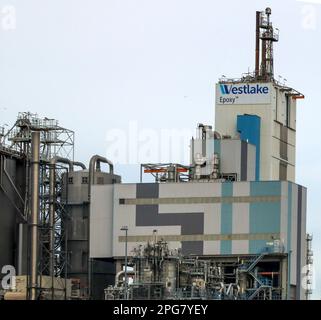 Refinery installation and tanks in the Botlek harbor at the port of Rotterdam in the Netherlands Stock Photo