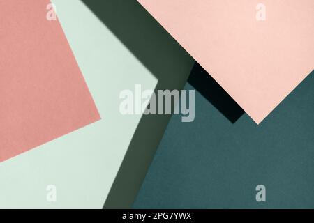 Paper for pastel overlap in pink and green color for background, banner, presentation template. Creative trendy background design in natural colors. Background in 3d style. Stock Photo