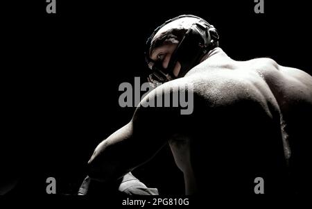 The Dark Knight Rises  Tom Hardy as Bane  Batman Stock Photo