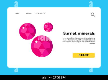 Bright pink garnet minerals icon Stock Vector