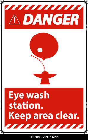 Danger Eye Wash Station Keep Area Clear Sign Stock Vector