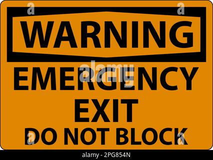 Warning Emergency Exit Sign On White Background Stock Vector