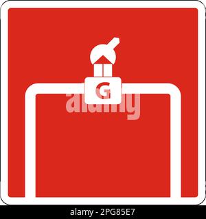 Gas Shutoff Valve Sign On Red Background Stock Vector