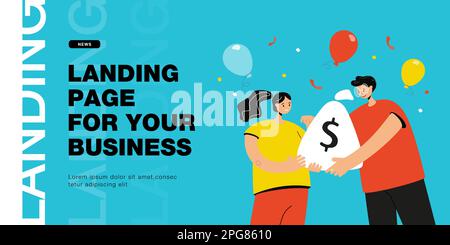 Friend giving woman sack of money Stock Vector