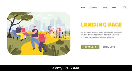 Elderly people relaxing at park illustration Stock Vector Image & Art ...