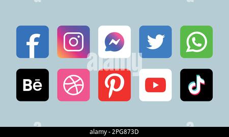 Popular Social Media Logo Icons Stock Vector