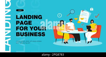 Married cartoon couple in consultation with lawyer in office Stock Vector