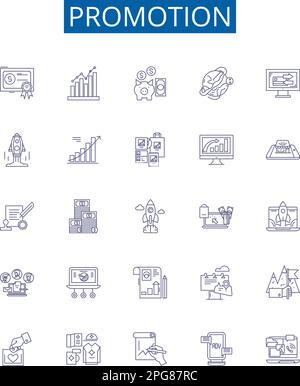 Push advertising line icons collection. Persuasion, Intrusive ...