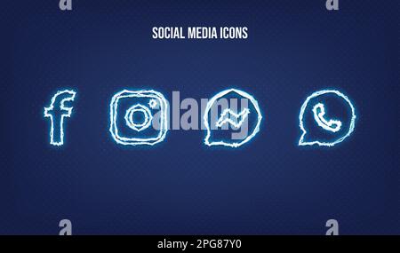 Popular social network logo icons collection Stock Vector