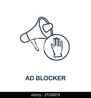 Ad Blocker line icon. Colored element sign from marketing collection. Flat Ad Blocker outline icon sign for web design, infographics and more. Stock Vector