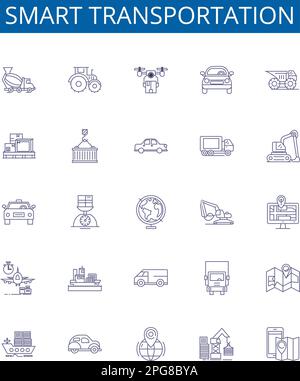 Transportation line icons collection. Commute, Transit, Travel ...