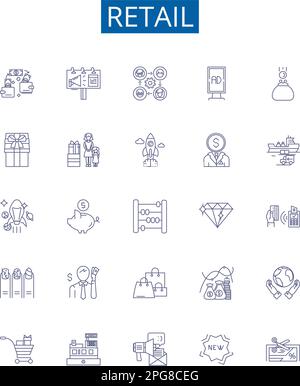 Selling products line icons collection. Market, Buyers, Sell, Prospects ...