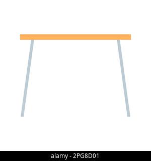 Table flat icon. Office wooden furniture with metal legs. Vector illustration isolated on white. Stock Vector