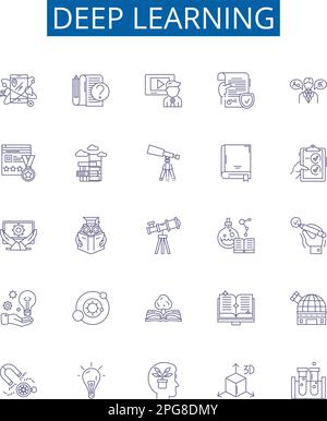 Deep learning line icons signs set. Design collection of Deep learning ...