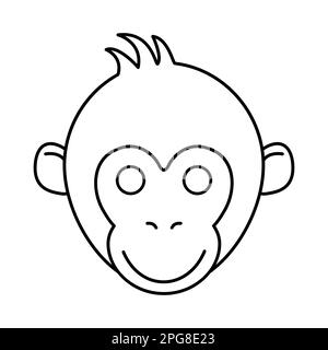 Monkey line head. Vector illustration isolated on white. Stock Vector