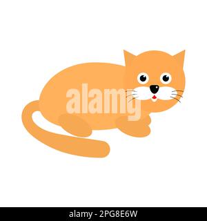 Red cute cat character. Vector illustration isolated on white. Stock Vector