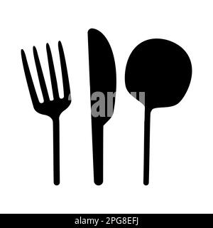 Fork, spoon and knife. Cooking elements set. Vector illustration isolated on white. Stock Vector