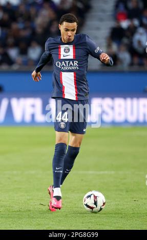 Paris, France. 19th Mar, 2023. Hugo Ekitike of PSG during the French championship Ligue 1 football match between Paris Saint-Germain and Stade Rennais (Rennes) on March 19, 2023 at Parc des Princes stadium in Paris, France - Photo Jean Catuffe/DPPI Credit: DPPI Media/Alamy Live News Stock Photo