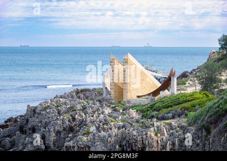 Rocks on the coast at Cottesloe Beach looking towards Fremantle Stock ...