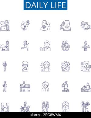 Everyday life line icons signs set. Design collection of ...