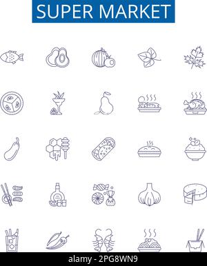 Provision store line icons collection. Groceries, Convenience, Snacks ...