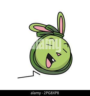 green easter bunny head imitating tied easter eggs flat vector illustration Stock Vector