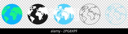Earth globe icons. Vector illustration isolated on transparent background Stock Vector