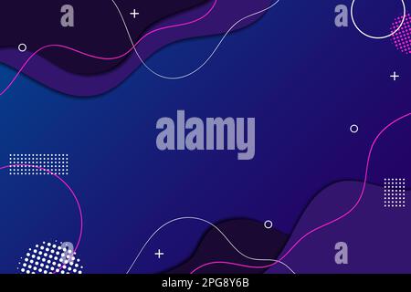 fluid style blue memphis halftone background with curvy line shapes Stock Vector