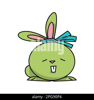 green bunny resembling easter eggs flat vector illustration Stock Vector