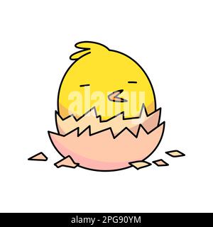 little chick hatching from an easter egg. flat vector illustration Stock Vector