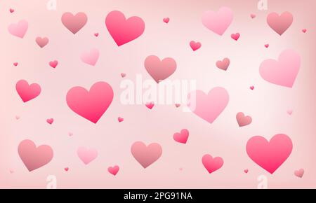Beautiful Hearts Falling on Background. Invitation Template Background Design, Greeting Card, Poster. Valentine Day. Vector illustration Stock Vector