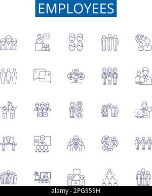 Workers outline icons collection. Employees, Laborers, Operatives ...