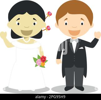 Cartoon vector illustration of an interracial couple Stock Vector Image ...
