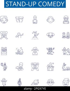 Stand-up comedy line icons signs set. Design collection of Humor, Jokes ...