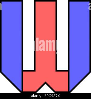 Font alphabet folded from colored paper, letter w, made in multi-colored ribbon, vector illustration 10EPS Stock Vector
