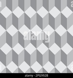 Neutral gray 3D isometric cube vector seamless pattern background. Vertical columns rectangle cubes abstract backdrop. Symmetrical design with Stock Vector