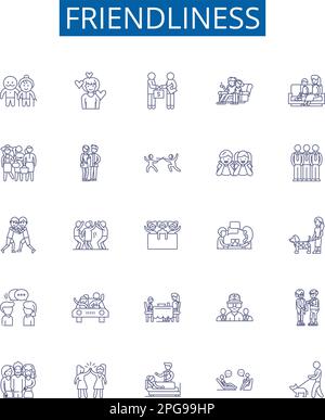 Friendliness line icons signs set. Design collection of Affability ...