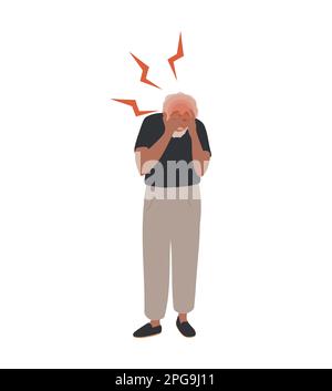 Frustrated old man suffer from dementia loss memory. Confused senior ...