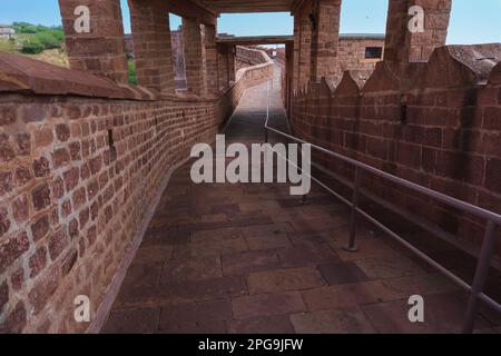 Stone made way to Chamunda Mataji temple at Mehrangarh fort,Jodhpur, Rajasthan, India. Chamunda Mataji was Rao Jodha's, founder of Jodhpur, Isht Devi, Stock Photo