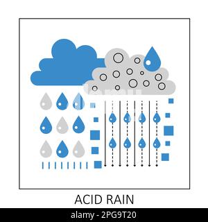 Acid rain global ecology problem. Environmental pollution, nature ecosystem vector illustration Stock Vector