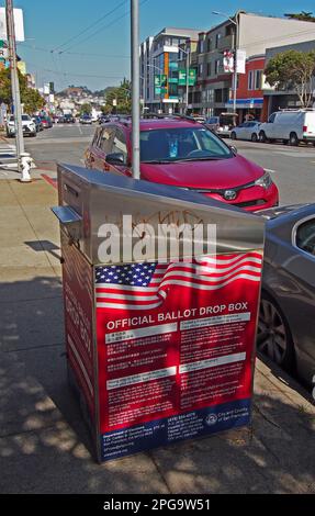 Official Ballot drop box on Mission Street in San Francisco, California Stock Photo