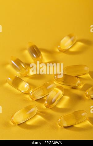 Oil filled capsules of food supplements Stock Photo