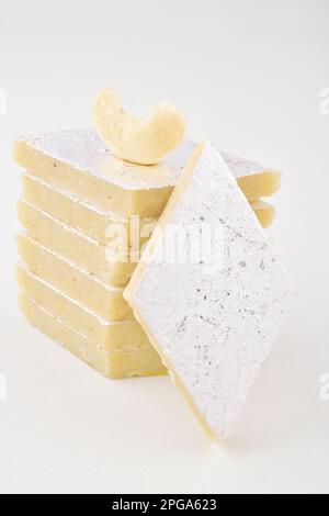 Kaju katli sweet isolated on white background Stock Photo