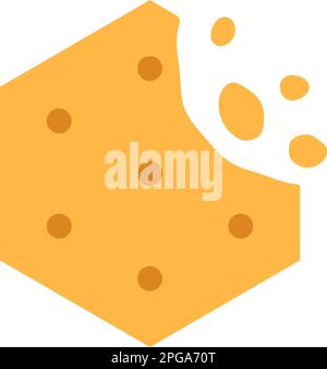 Crispy cheese cracker with chips isolated on white background. Hexagonal salted crunchy meal sign flat design. Baked wheat dessert with crumb. Healthy Stock Vector
